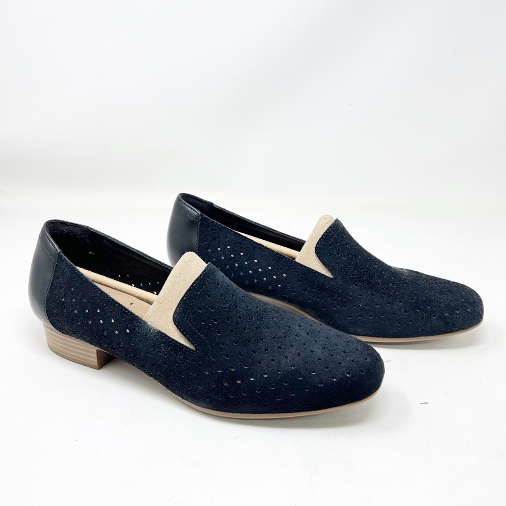 Clarks Juliet Hayes Black Suede Loafer Womens Size 10.5M